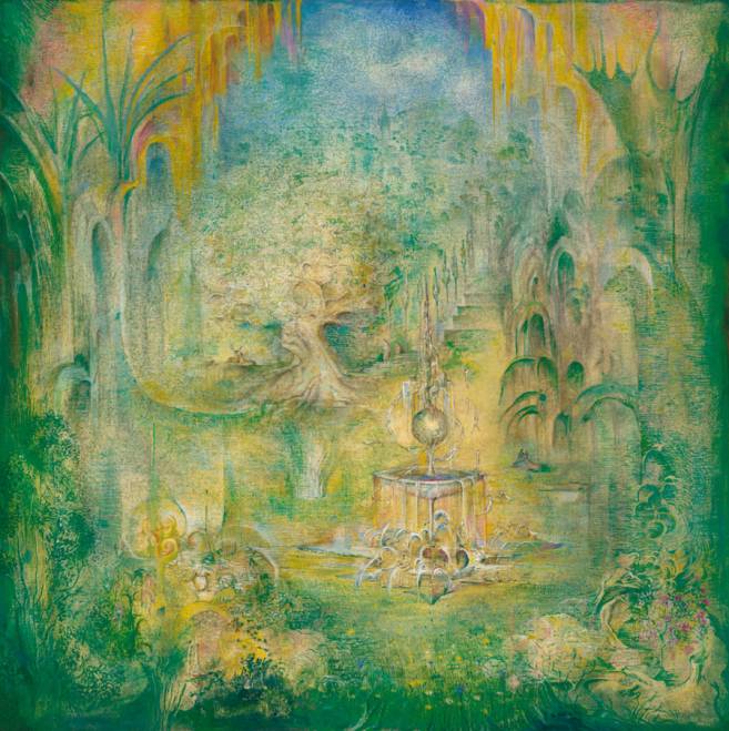 An den Kaskaden des Lebens, 1975, Öl auf Leinwand, 70 × 70 cm