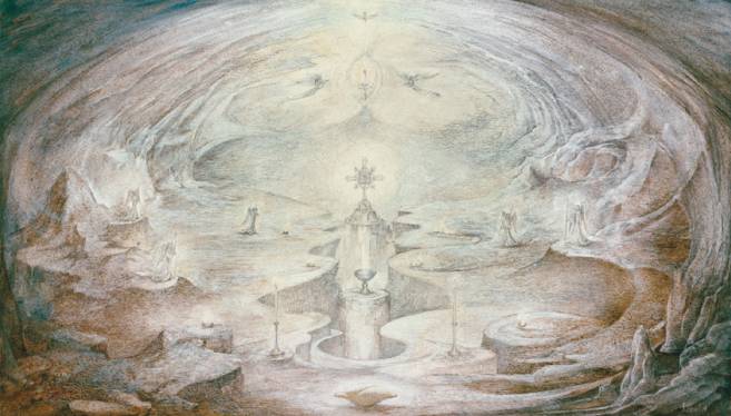 Michaelsgrotte, 1978, Mischtechnik auf Karton, 42 × 72,5 cm