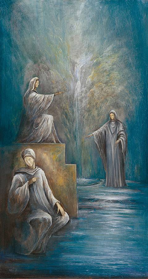 Am Dunkelquell, 2002, Öl auf Holz, 74 × 40 cm