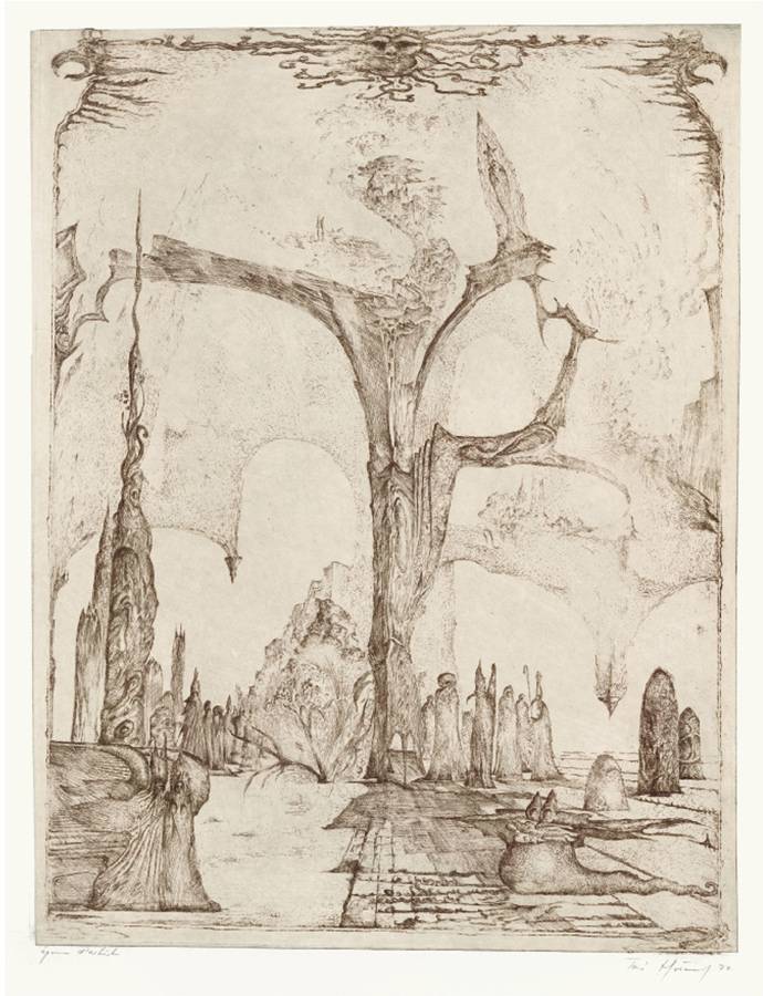 Die Grotte des Osiris, 1972, Radierung, 48 × 37 cm