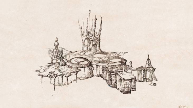 Hausentwurf Rückansicht, 1973, Federzeichnung, 17 × 29 cm