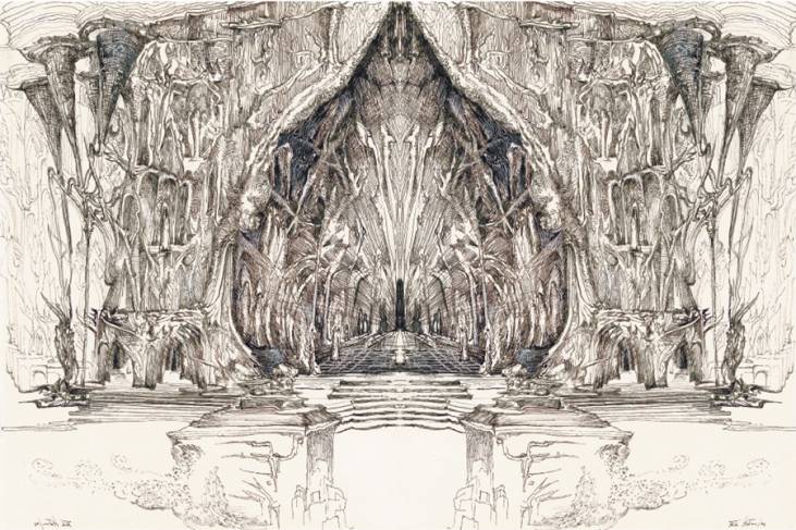 Portalentwurf, 1972, Federzeichnung, 23,5 × 35 cm