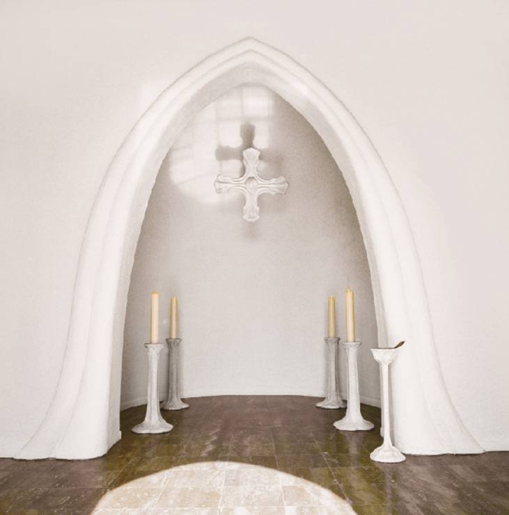 Innenraum der Aussegnungshalle, 1980–1983