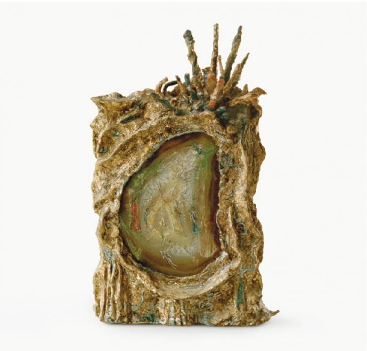 Osiris zwischen Horus und Isis, 1972, Achat, Ton, Höhe: 30 cm