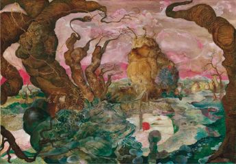 Landschaft mit Fröschen, 1969, Öl auf Leinwand, 70 × 100 cm